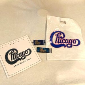 Chicago the band tour set book, magnet luggage tag and bag